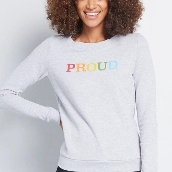 ModCloth Proud Graphic Heathered Grey Sweatshirt, M - Picture 1 of 8
